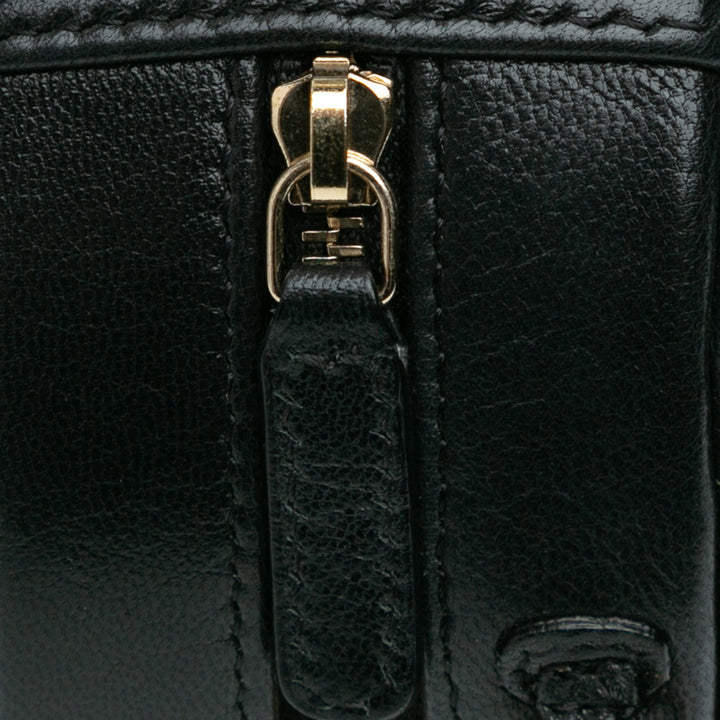 CC Quilted Lambskin Round Clutch with Chain Black - Gaby Paris