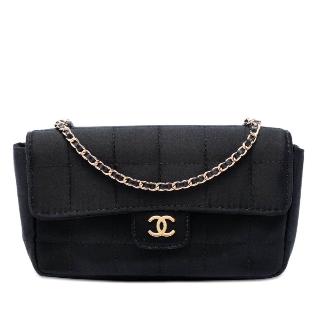Chanel Mini Square Chocolate Bar Satin Simple rabat