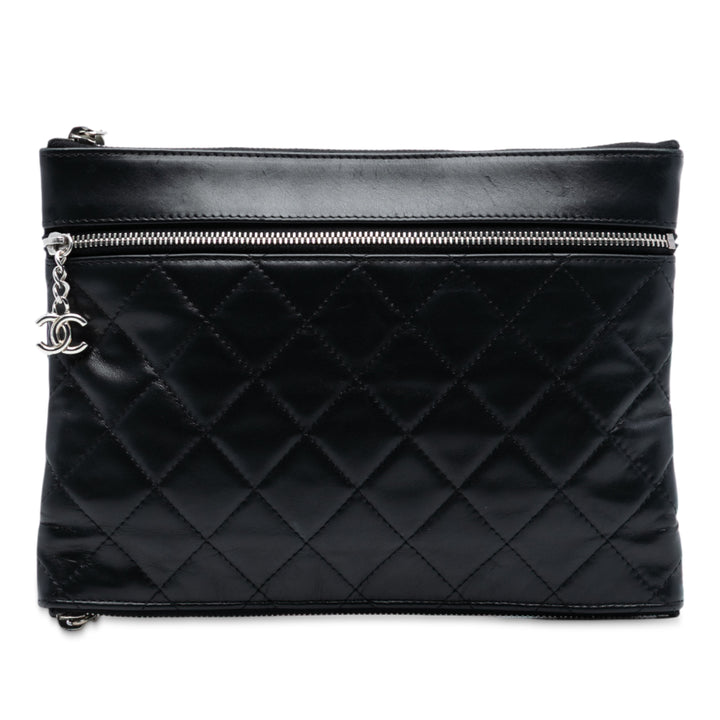 Chanel CC Matelassé Cuir d’agneau Multi Zip Pochette