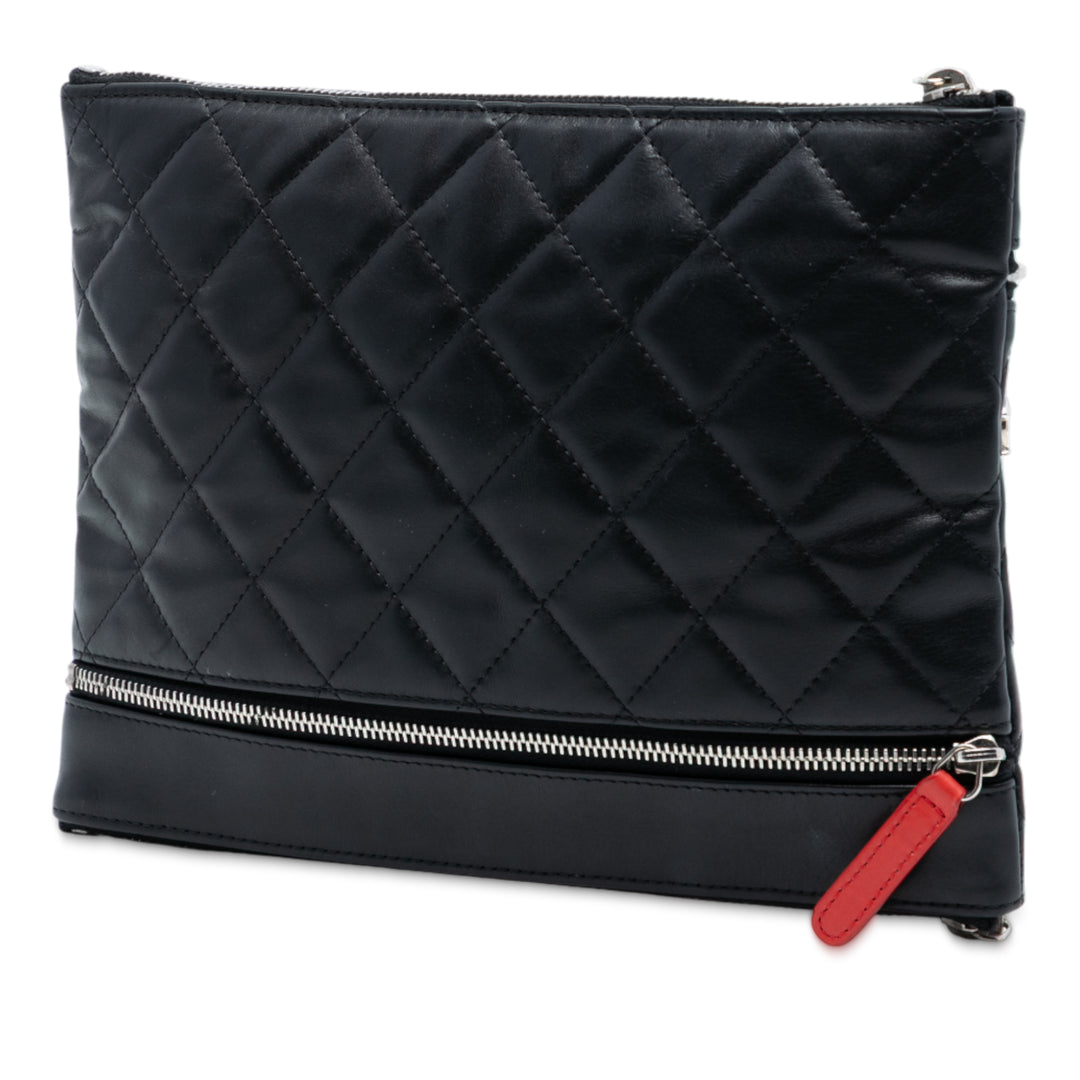 Chanel CC Matelassé Cuir d’agneau Multi Zip Pochette