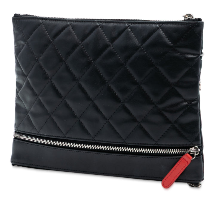 Chanel CC Matelassé Cuir d’agneau Multi Zip Pochette