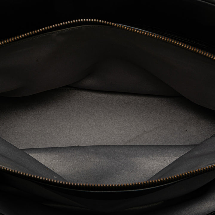 Quilted Calfskin Stitch Triptych Shoulder Bag Black - Gaby Paris