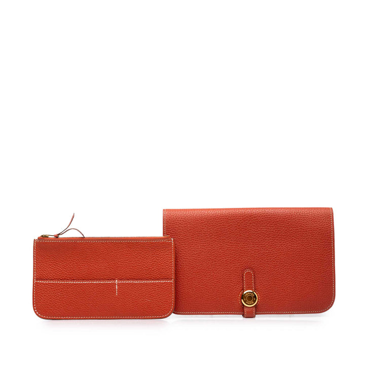Hermès Portefeuille Dogon Duo Togo GM Orange – vue 8 – GABY PARIS