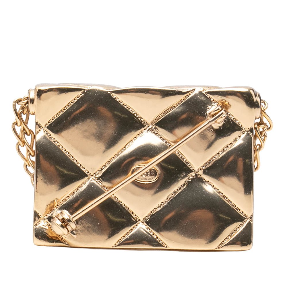 Chanel CC plaqué Matelassé Classic à rabat Pin Broche Doré – vue 2 – GABY PARIS