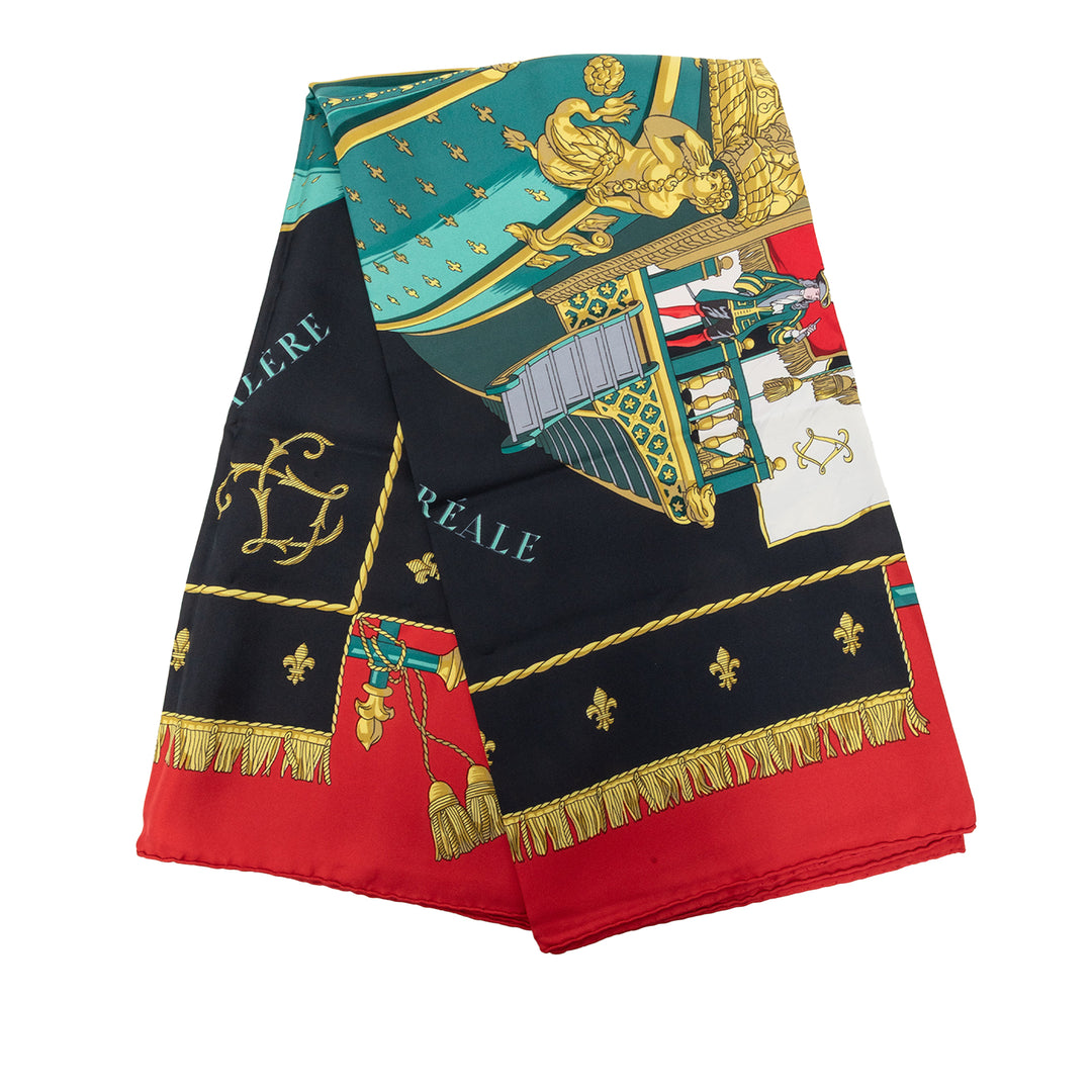 Hermès Vue Du Carrosse De La Galere La Reale Foulard 90 Multi Soie