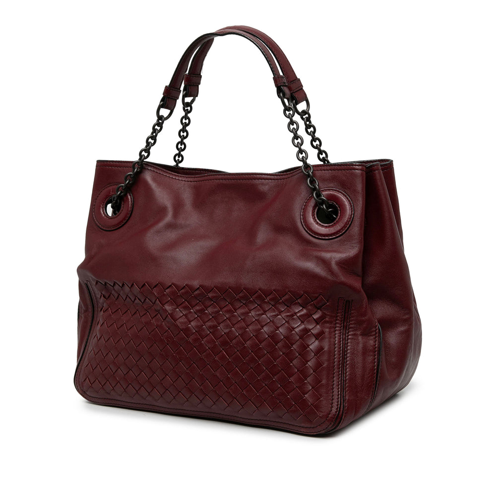 Bottega Veneta Cabas Intrecciato Accordion chaîne nappa Rouge – vue 2 – GABY PARIS