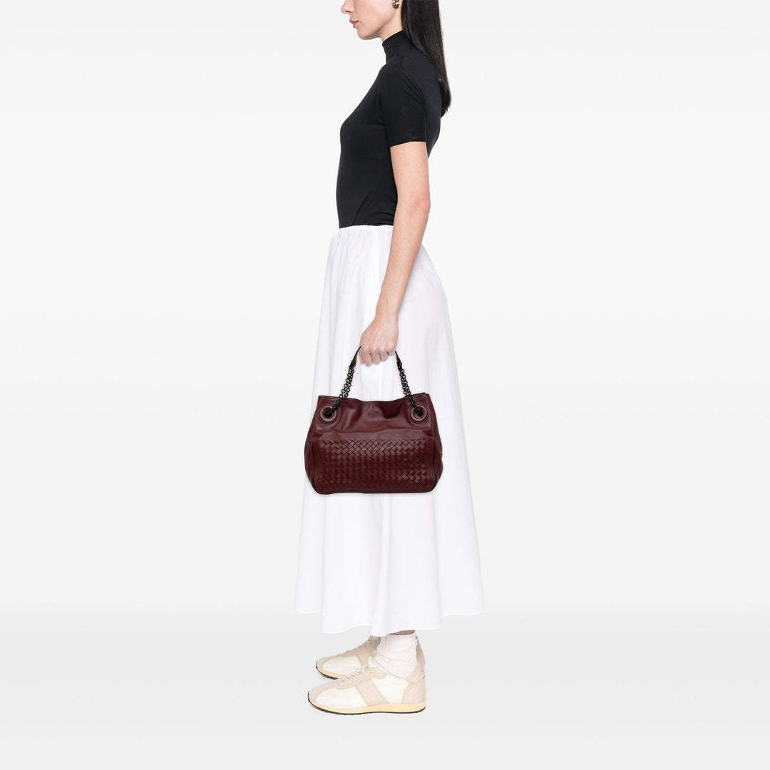 Bottega Veneta Cabas Intrecciato Accordion chaîne nappa Rouge – vue 5 – GABY PARIS