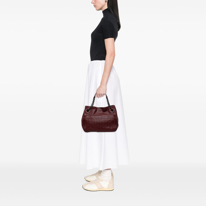 Bottega Veneta Cabas Intrecciato Accordion chaîne nappa Rouge – vue 5 – GABY PARIS