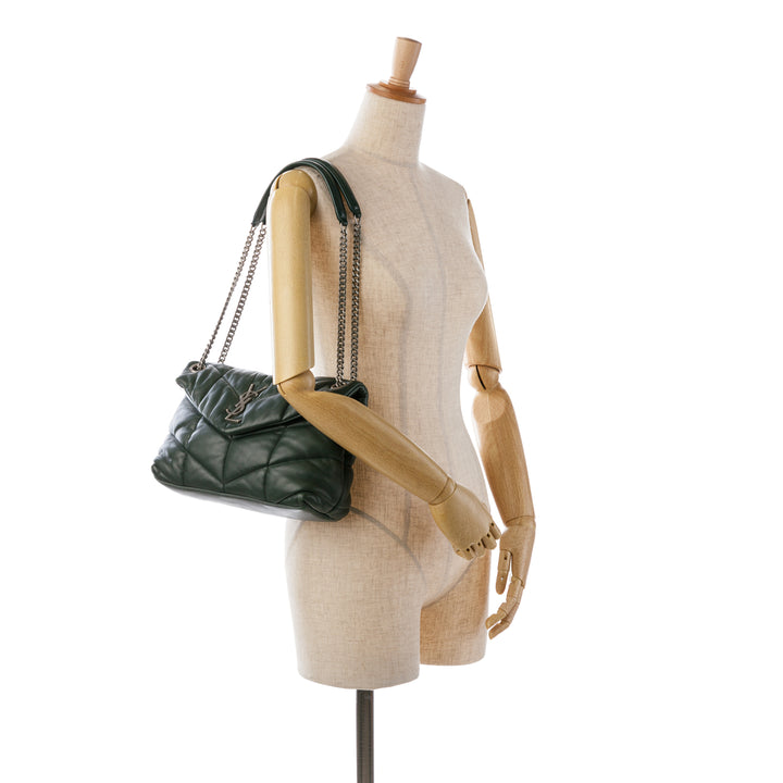 Small LouLou Puffer Shoulder Bag Green - Gaby Paris