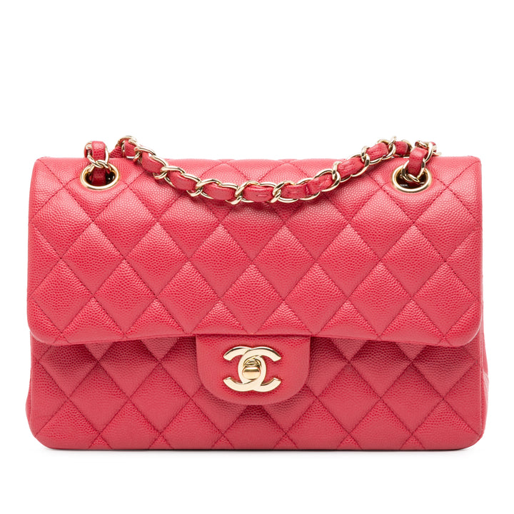 Small Classic Caviar Double Flap Pink - Gaby Paris