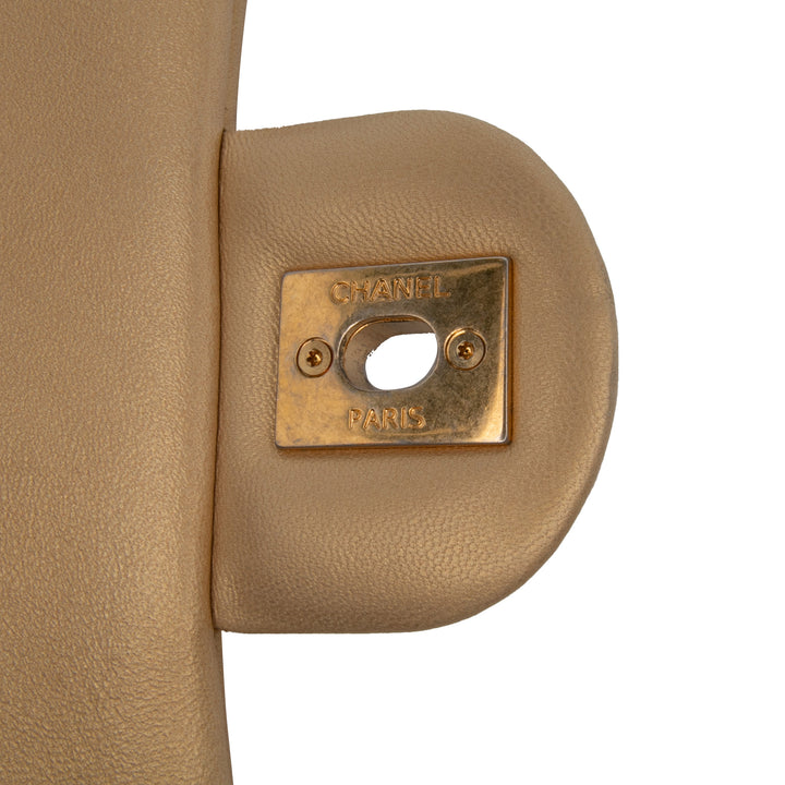 Mini Quilted Chevron Lambskin Camera Case Flap Gold - Gaby Paris
