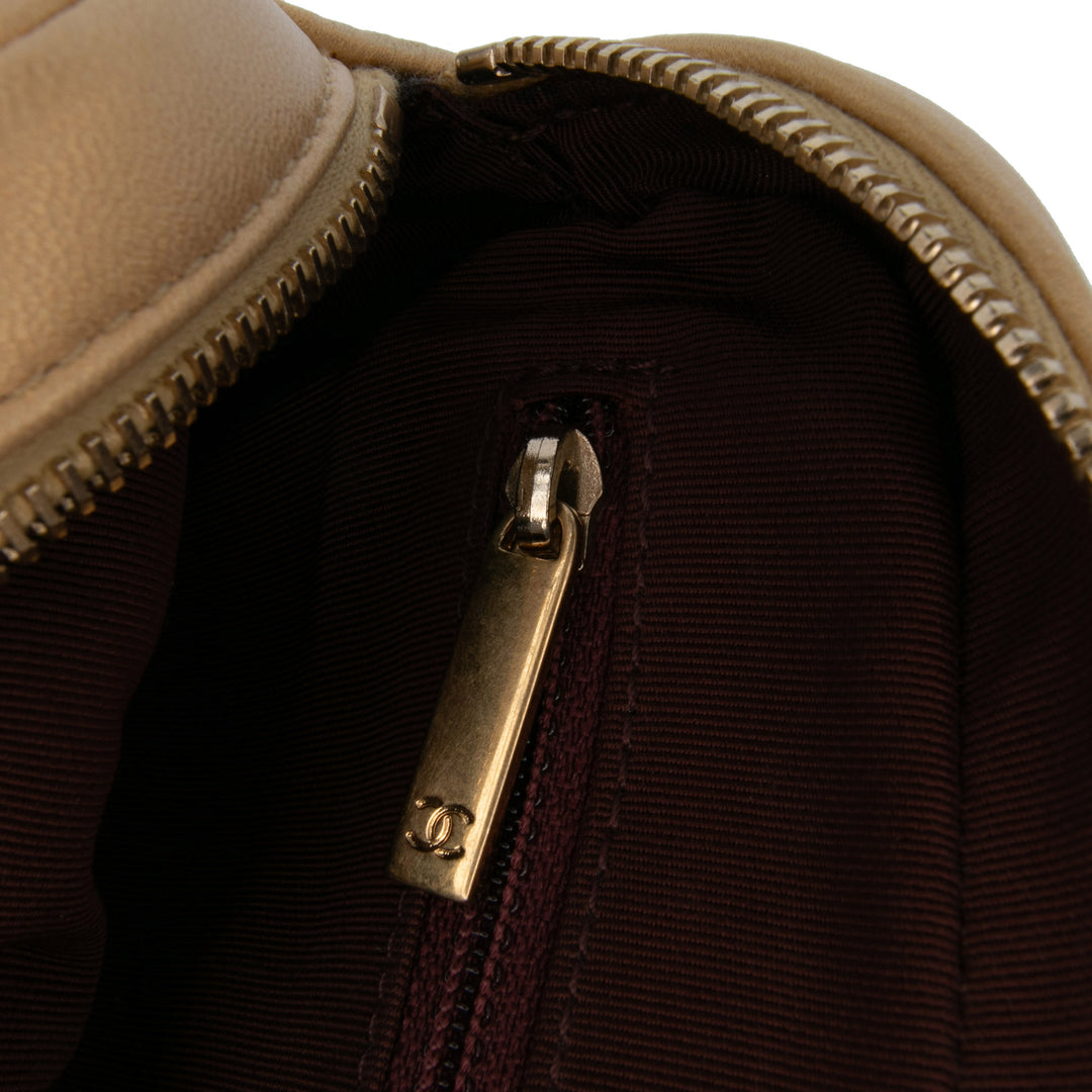 Mini Quilted Chevron Lambskin Camera Case Flap Gold - Gaby Paris