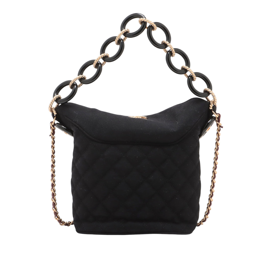Chanel Paris Hamburg Quilted Laine Coco Sailor Charms Bucket Bag Noir