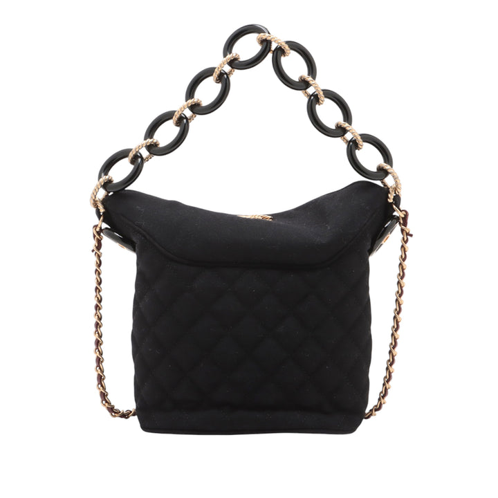 Chanel Paris Hamburg Quilted Laine Coco Sailor Charms Bucket Bag Noir