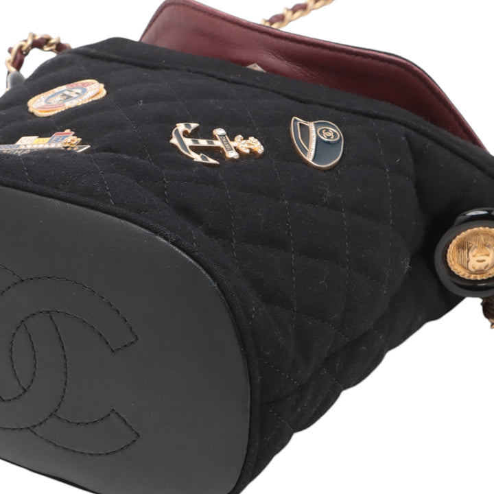Chanel Paris Hamburg Quilted Laine Coco Sailor Charms Bucket Bag Noir