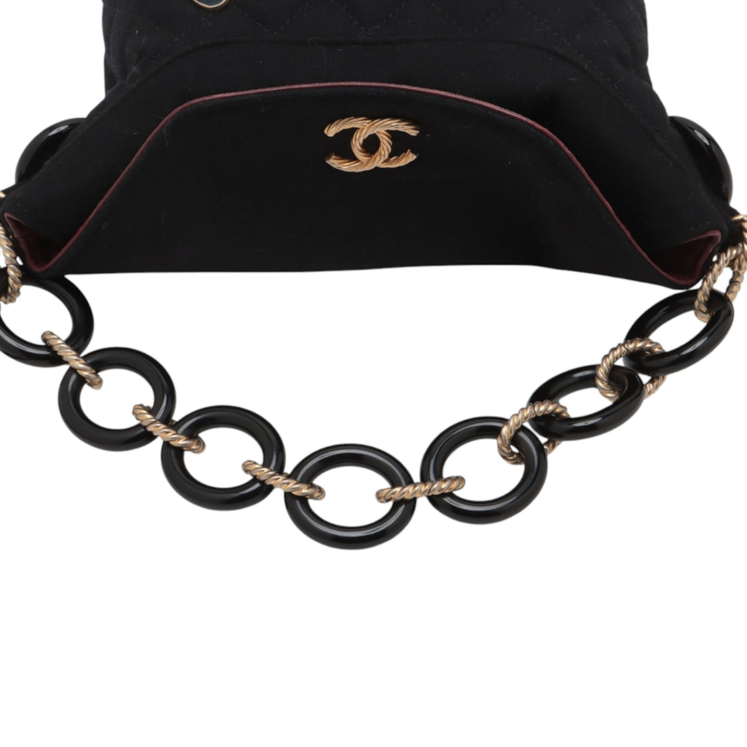 Chanel Paris Hamburg Quilted Laine Coco Sailor Charms Bucket Bag Noir