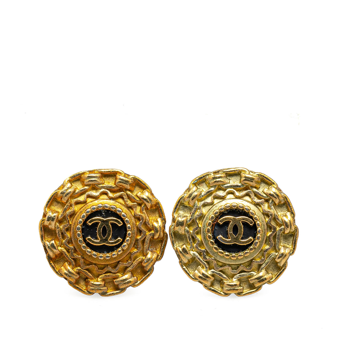 Gold Plated CC Clip On Earrings Gold - Gaby Paris