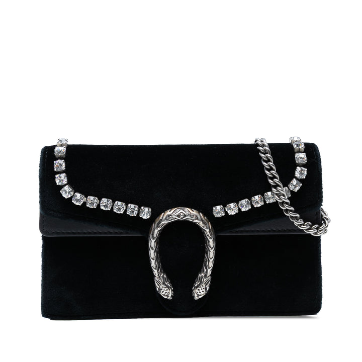 Gucci Mini Crystal Embellished Velours Dionysus Sac porté croisé Noir