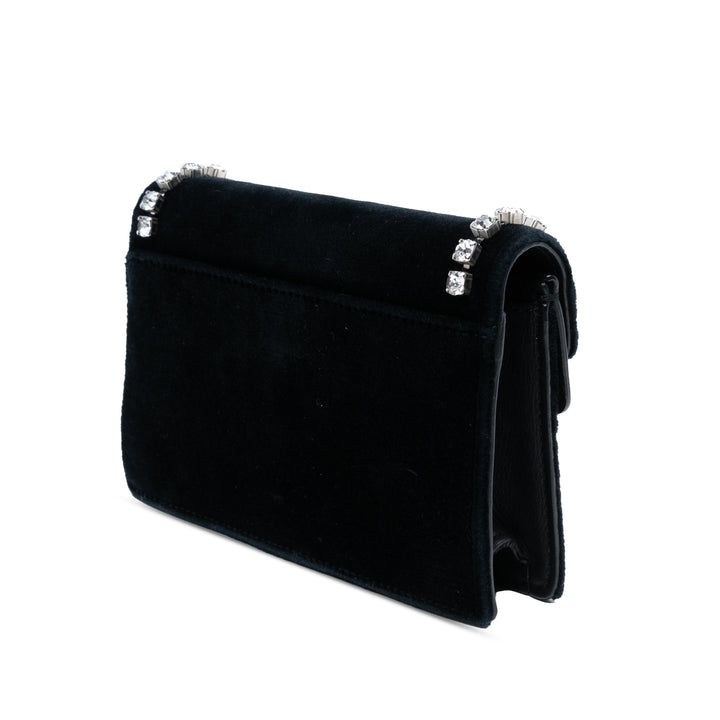 Gucci Mini Crystal Embellished Velours Dionysus Sac porté croisé Noir