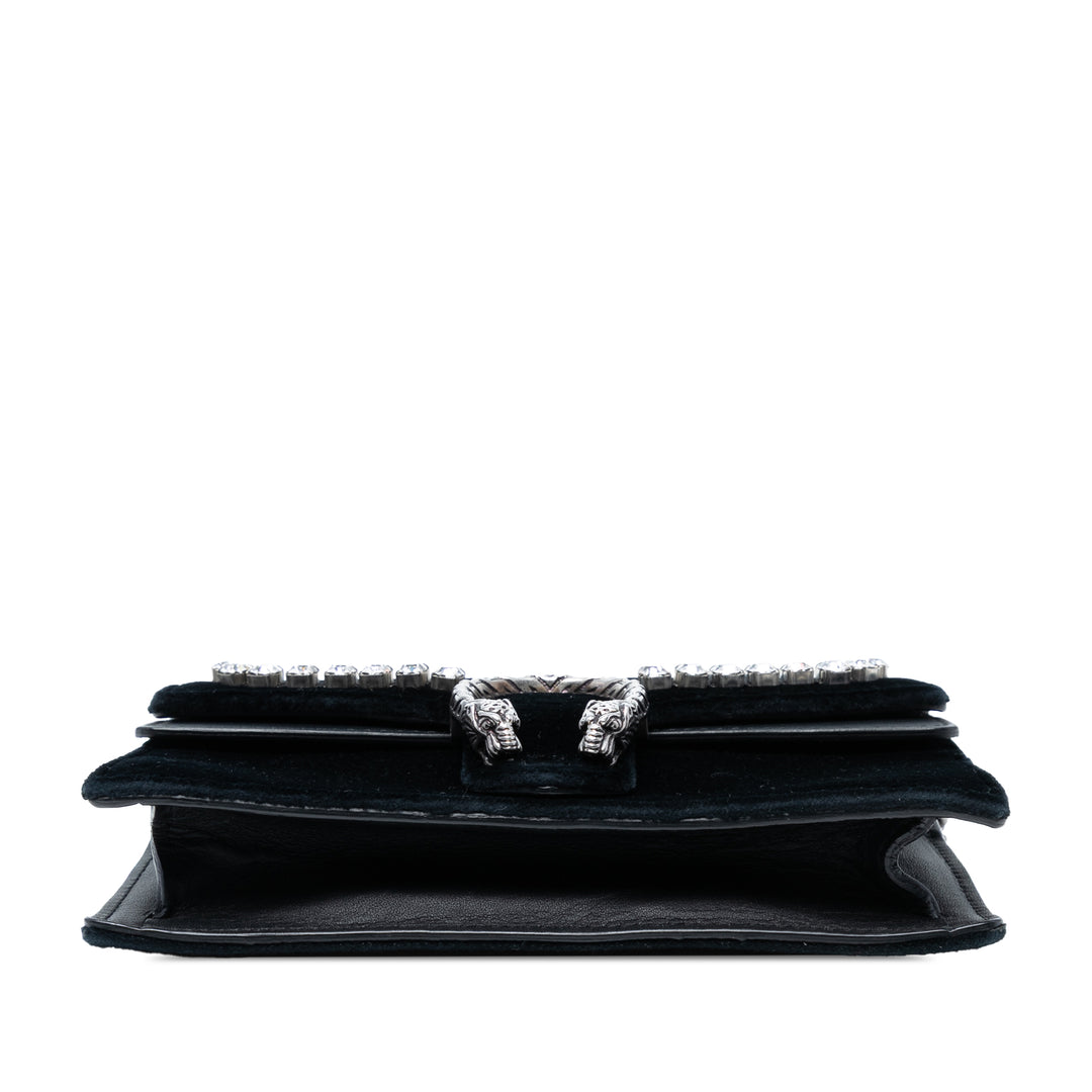 Gucci Mini Crystal Embellished Velours Dionysus Sac porté croisé Noir