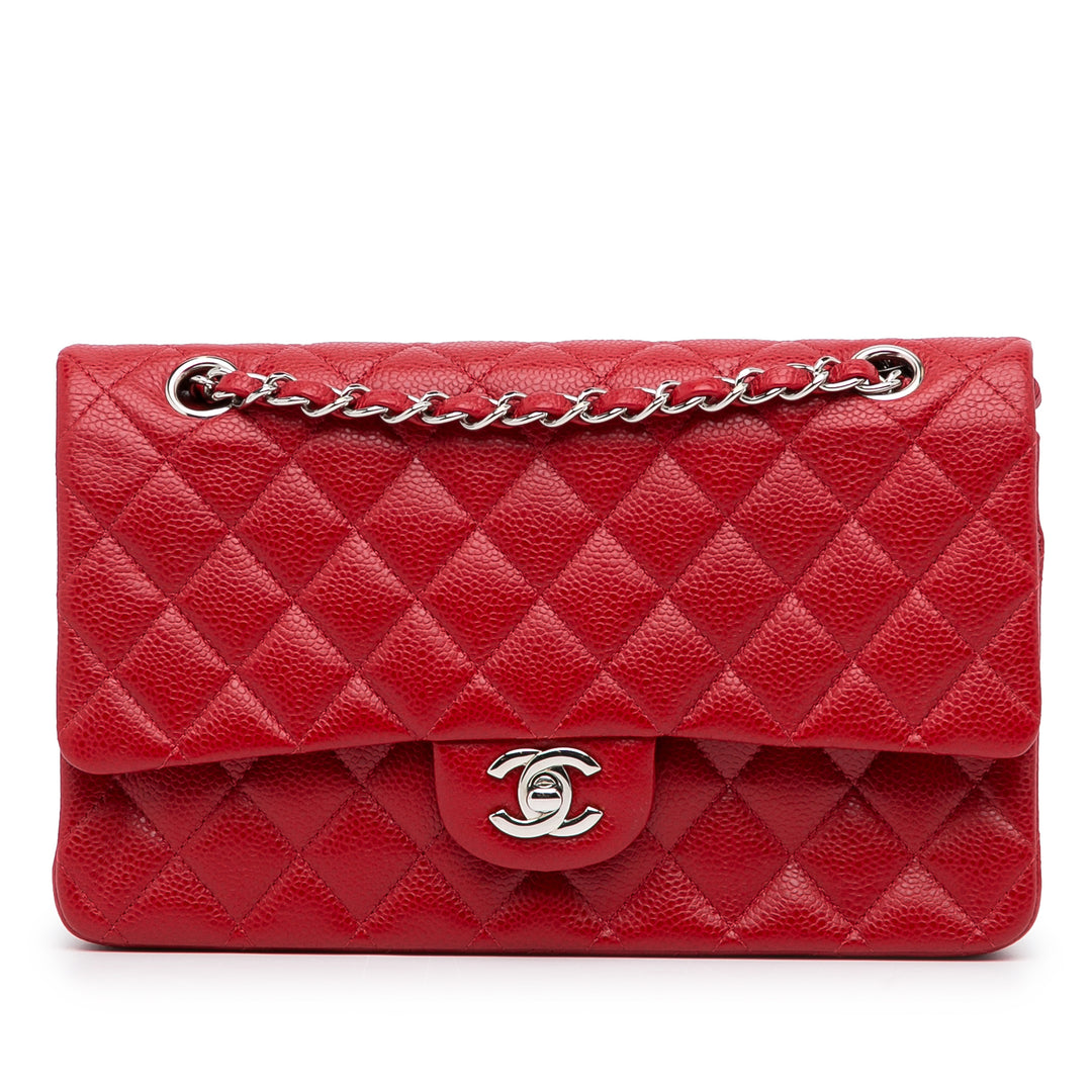 Medium Classic Caviar Double Flap Red - Gaby Paris