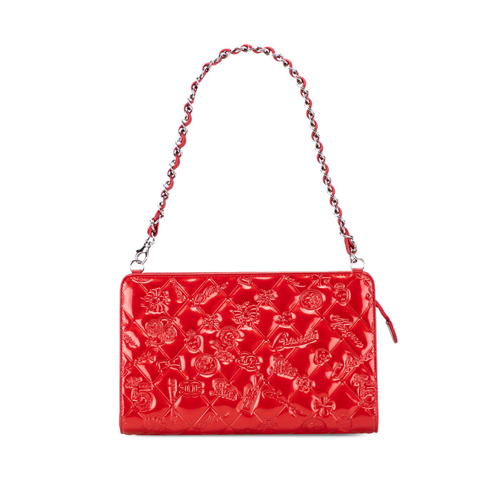 Chanel Cuir verni Cuir de veau Lucky Symbols Pochette Rouge