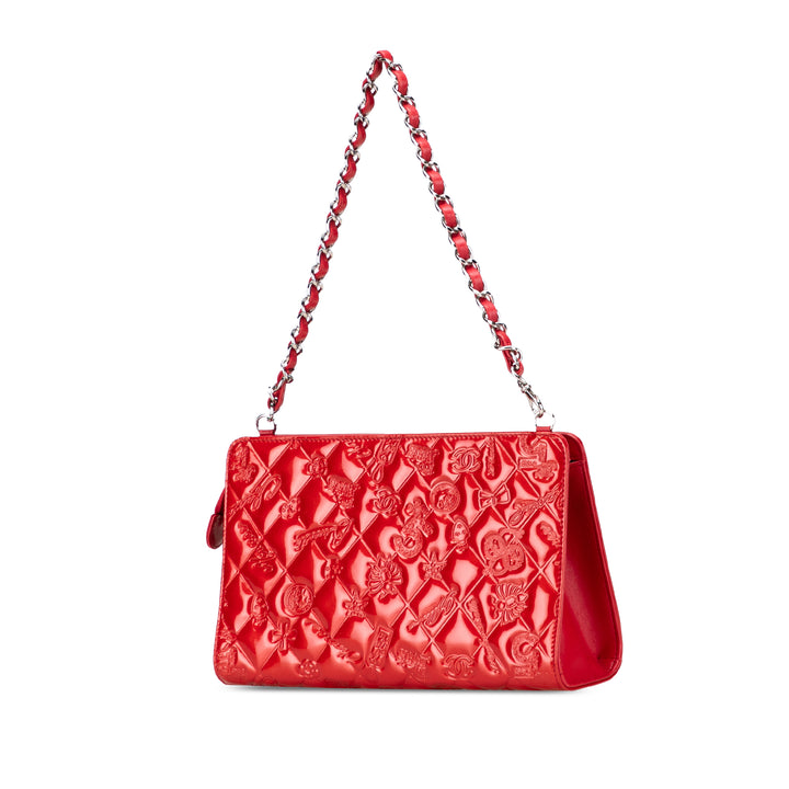 Chanel Cuir verni Cuir de veau Lucky Symbols Pochette Rouge