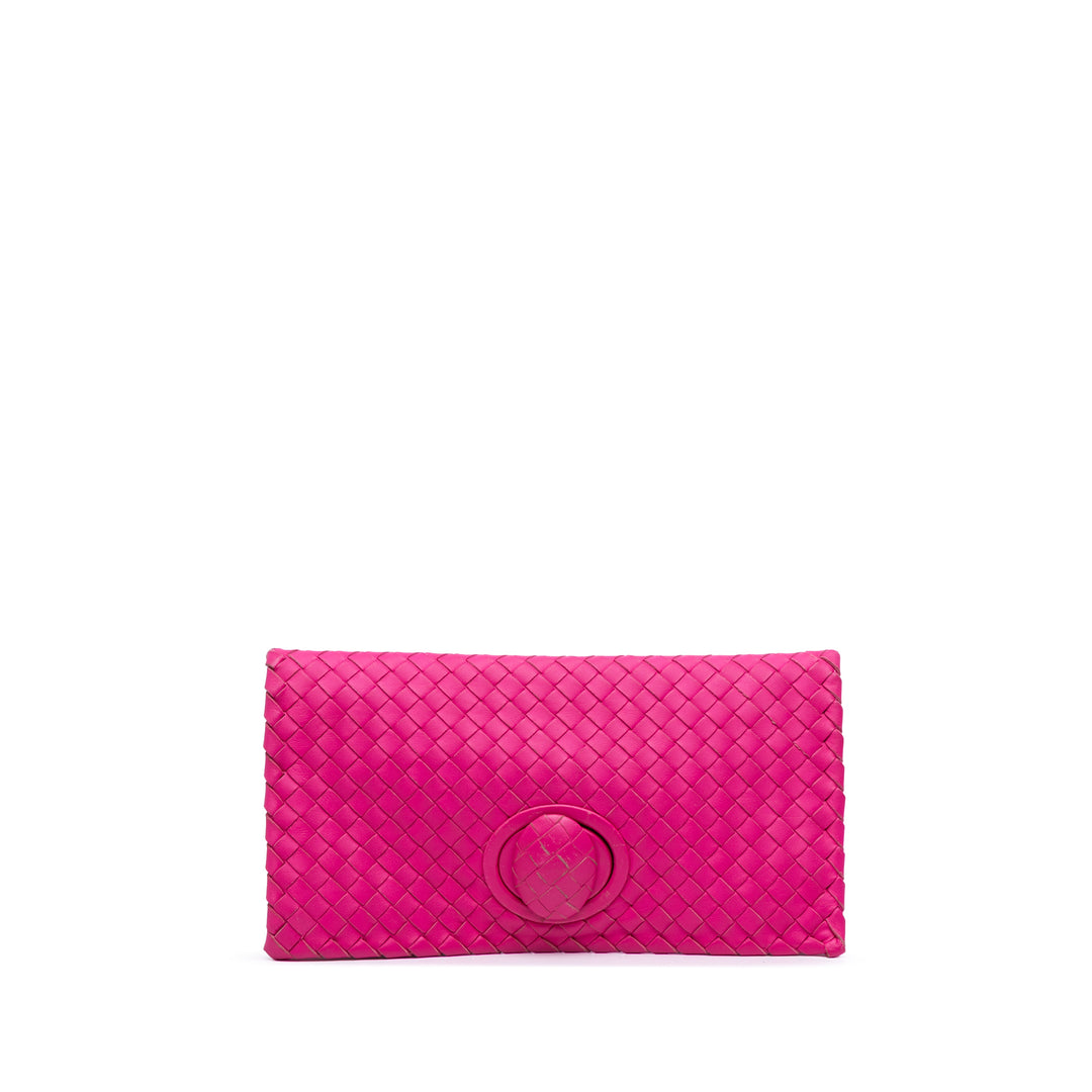 Nappa Intrecciato Turn Lock Clutch Pink - Gaby Paris