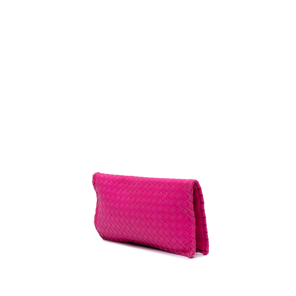 Nappa Intrecciato Turn Lock Clutch Pink - Gaby Paris