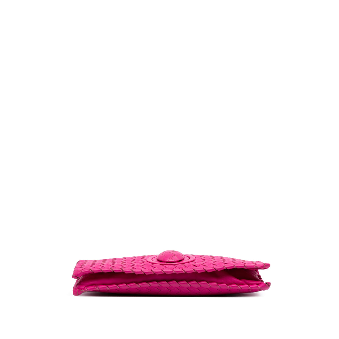 Nappa Intrecciato Turn Lock Clutch Pink - Gaby Paris