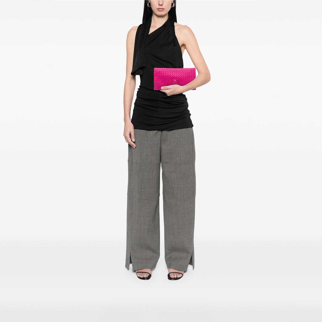 Nappa Intrecciato Turn Lock Clutch Pink - Gaby Paris