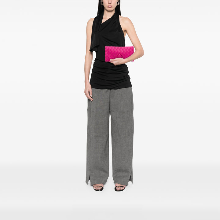Nappa Intrecciato Turn Lock Clutch Pink - Gaby Paris
