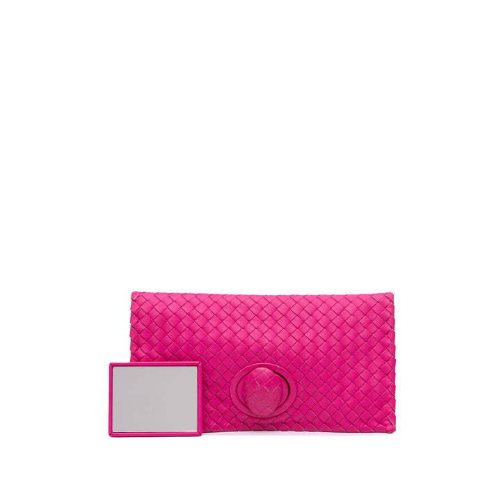 Nappa Intrecciato Turn Lock Clutch Pink - Gaby Paris