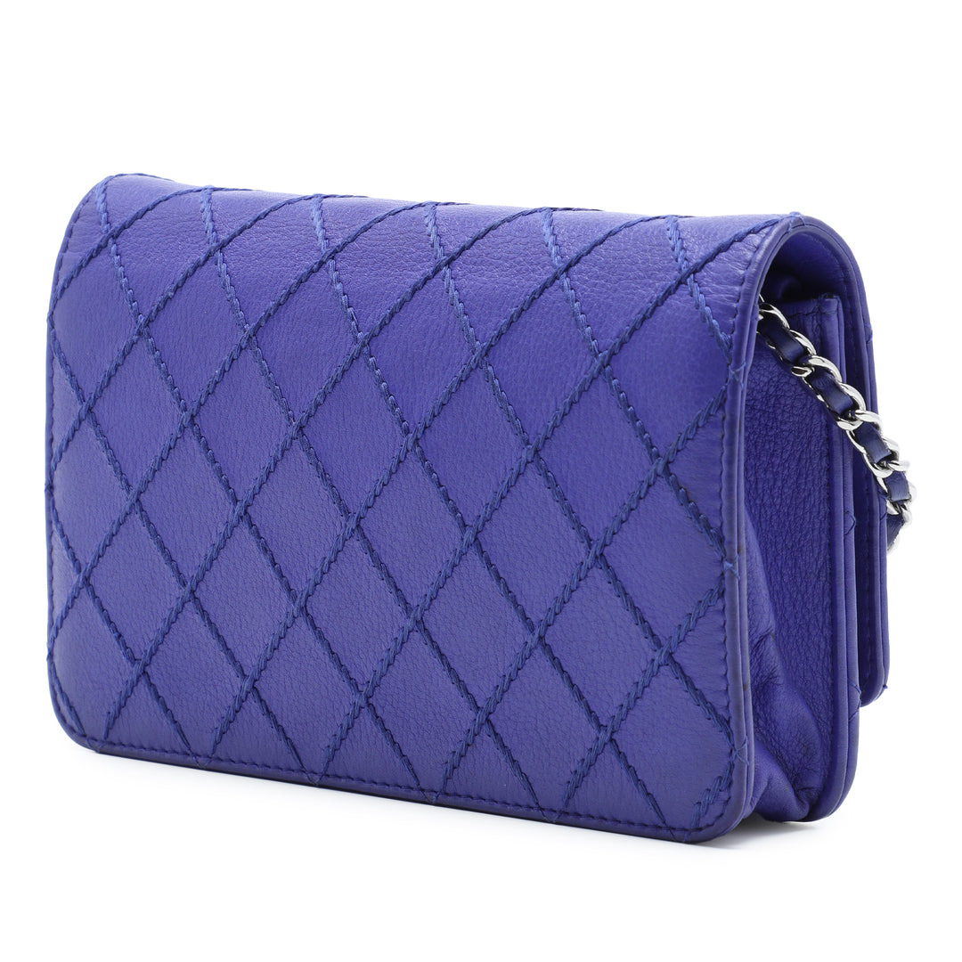 CC Matelassé Fancy Wallet on Chain Cuir de veau Violet