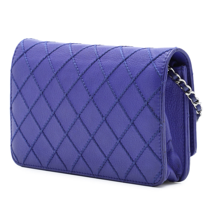 CC Matelassé Fancy Wallet on Chain Cuir de veau Violet