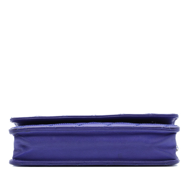 CC Matelassé Fancy Wallet on Chain Cuir de veau Violet