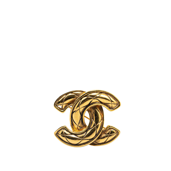 Gold Plated CC Quilted Brooch Gold - Gaby Paris