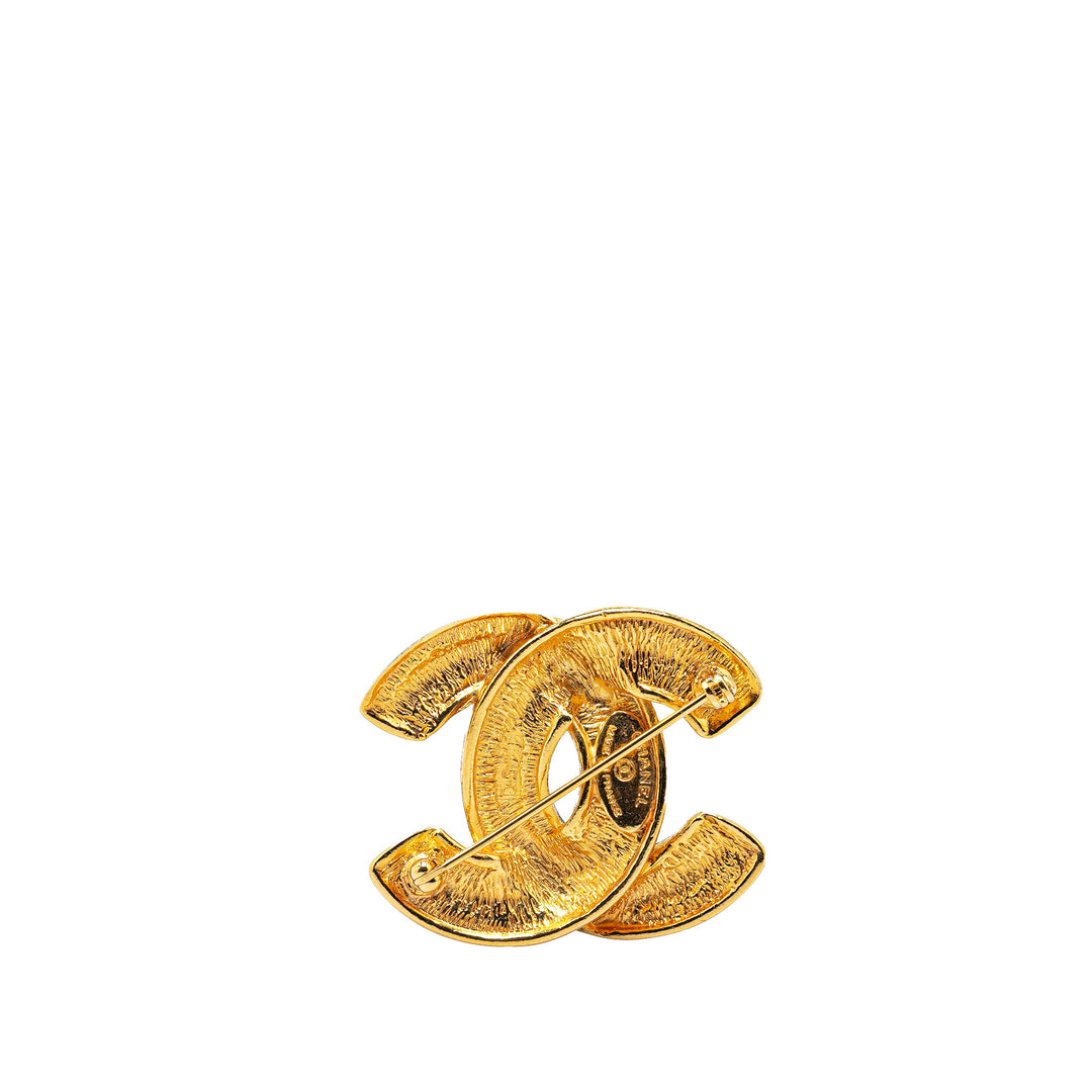 Gold Plated CC Quilted Brooch Gold - Gaby Paris