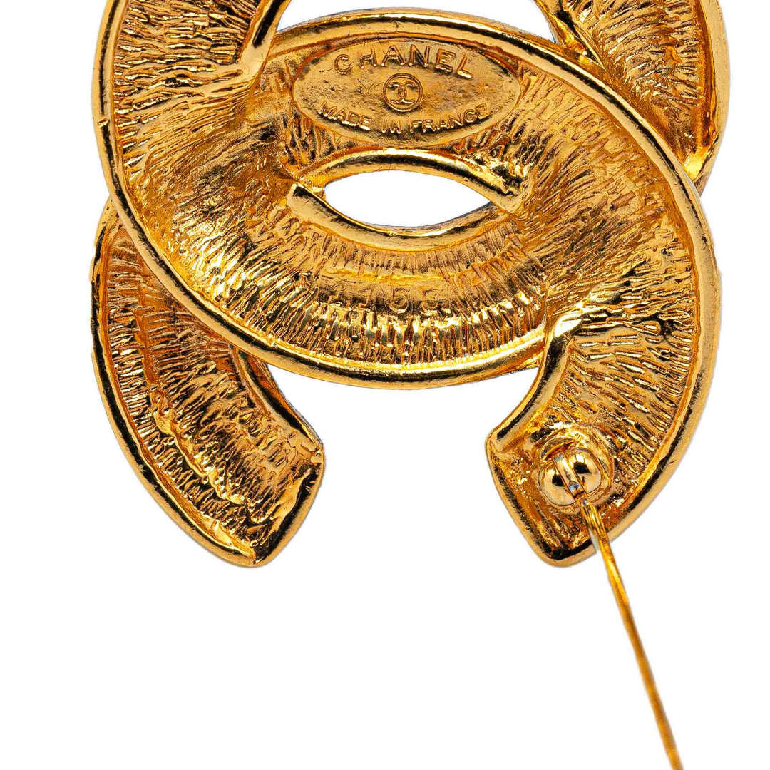 Gold Plated CC Quilted Brooch Gold - Gaby Paris