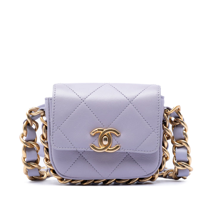 Chanel Mini Matelassé Cuir de veau Framing Chain à rabat
