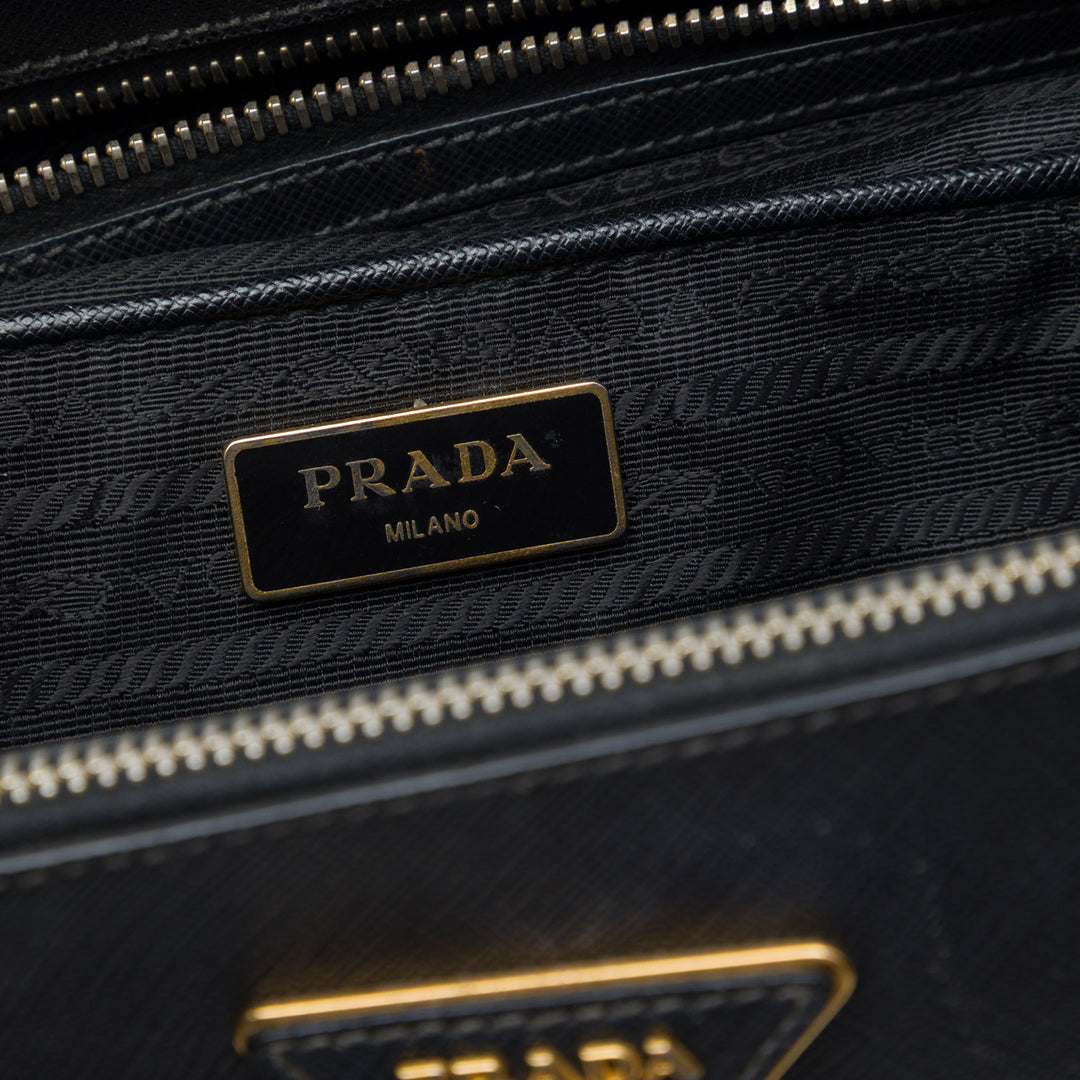 Lux Galleria Double Zippé Sac Moyen Saffiano Noir