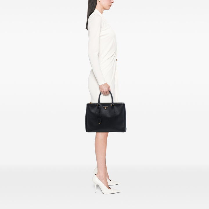 Lux Galleria Double Zippé Sac Moyen Saffiano Noir