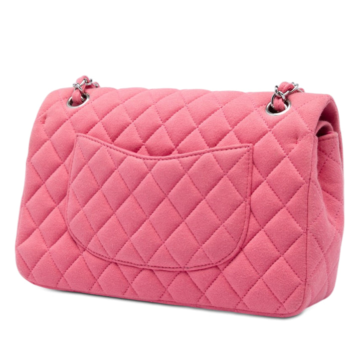 Chanel Sac porté épaule Classic Jersey Double rabat Moyen Rose – vue 2 – GABY PARIS