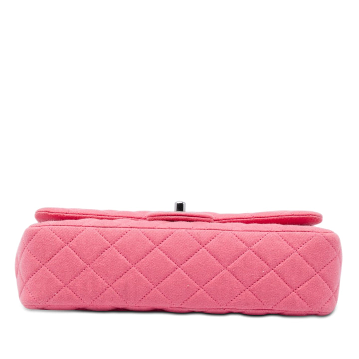 Chanel Sac porté épaule Classic Jersey Double rabat Moyen Rose – vue 3 – GABY PARIS