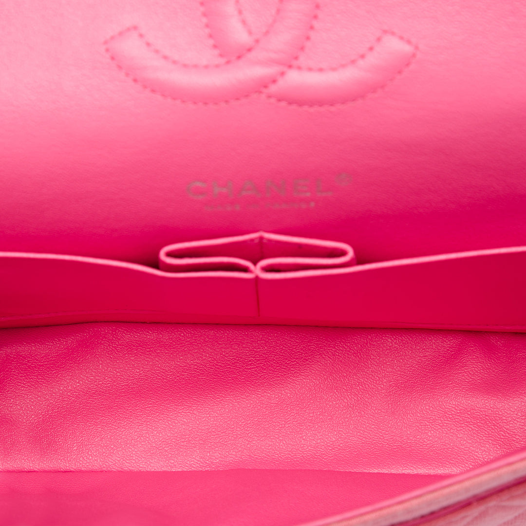 Chanel Sac porté épaule Classic Jersey Double rabat Moyen Rose – vue 4 – GABY PARIS