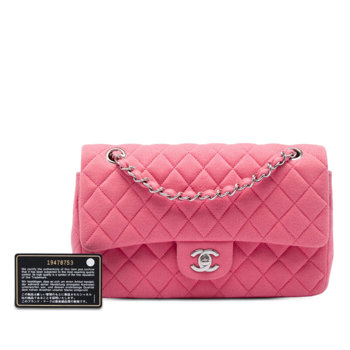 Chanel Sac porté épaule Classic Jersey Double rabat Moyen Rose – vue 6 – GABY PARIS