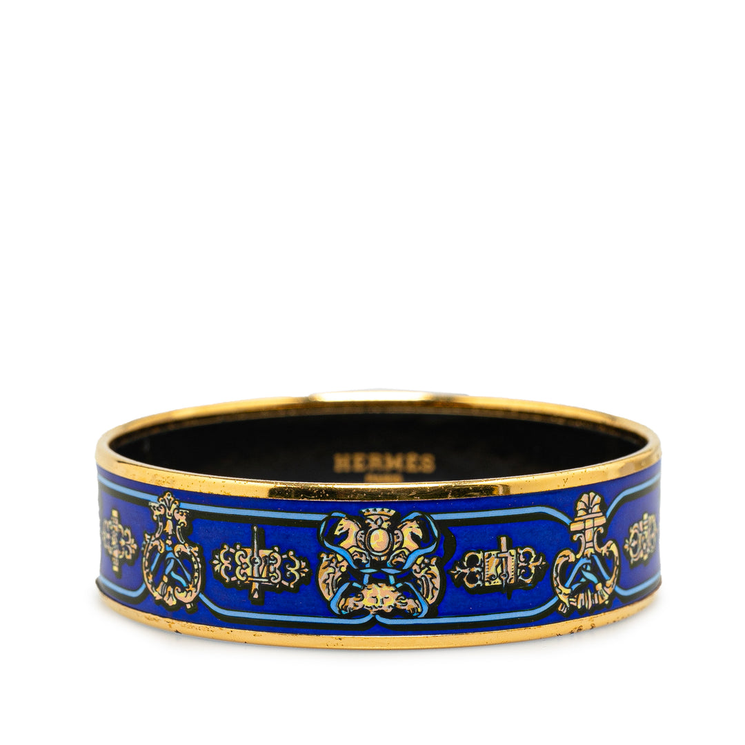 Wide Printed Enamel Bangle 65 Blue - Gaby Paris