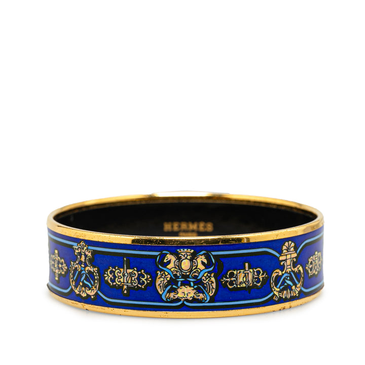 Hermès Wide Printed Enamel Bangle 65 Blue - GABY PARIS