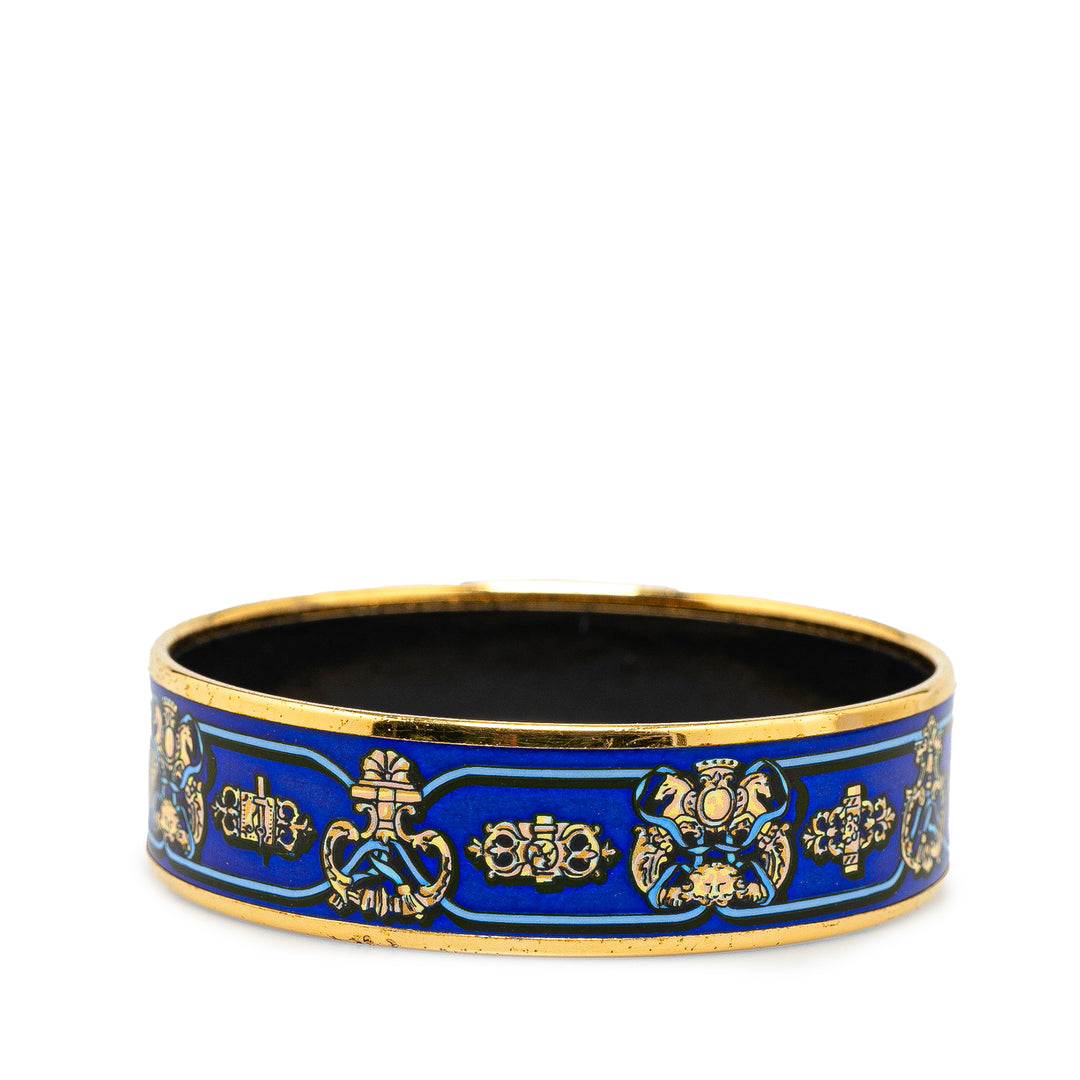 Wide Printed Enamel Bangle 65 Blue - Gaby Paris