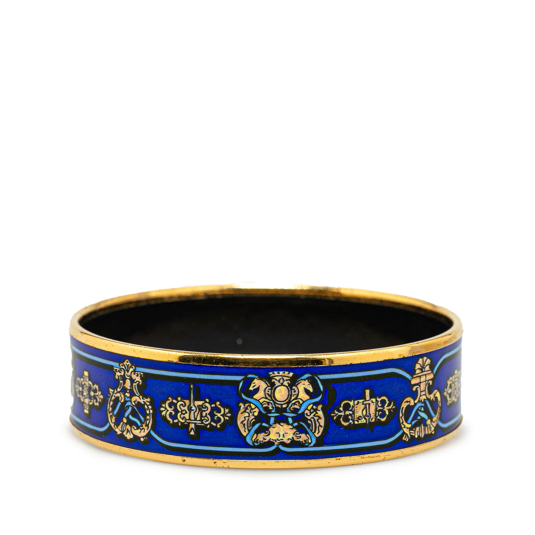 Wide Printed Enamel Bangle 65 Blue - Gaby Paris